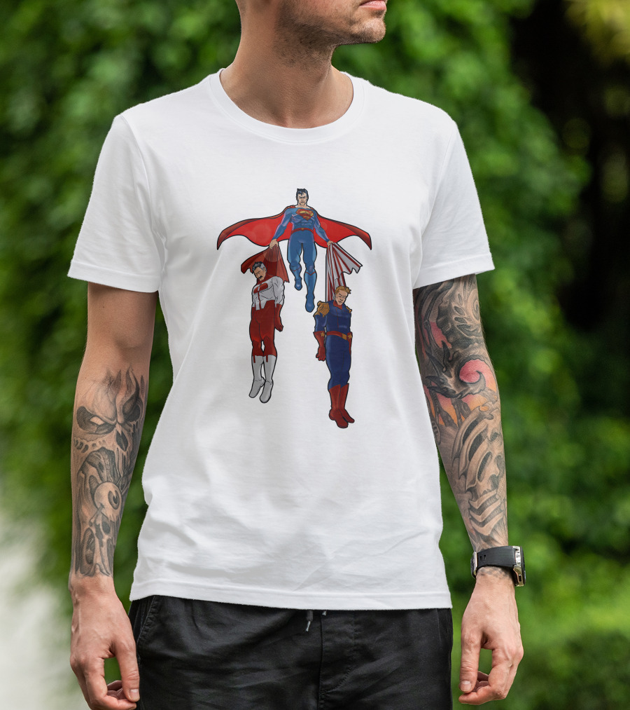 Batman Superman Vs Omni-Man And Homelander Comic Icons Showdown T-Shirt