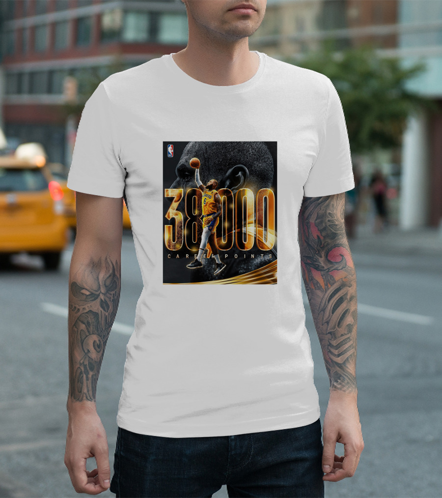 NBA Lebron James 38000 Career Points Achievement T-Shirt