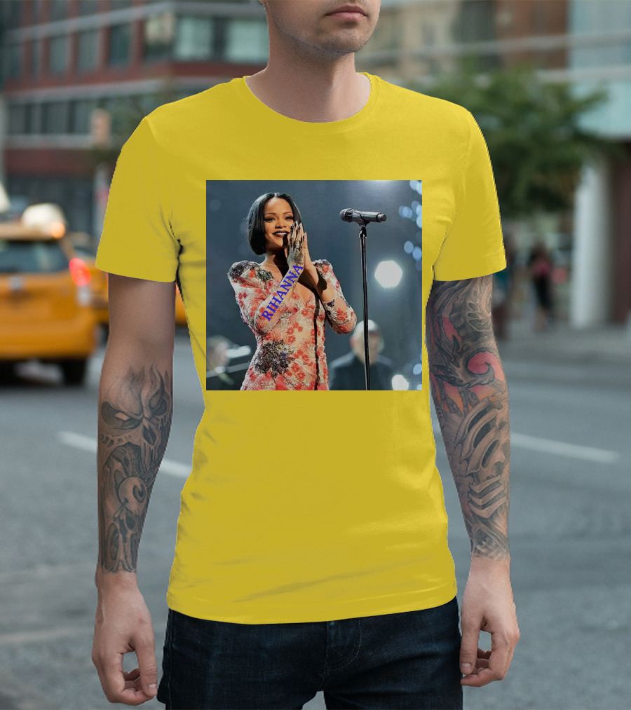 Rihanna Singer Songwriter Actress Performance Floral Dress T-Shirt