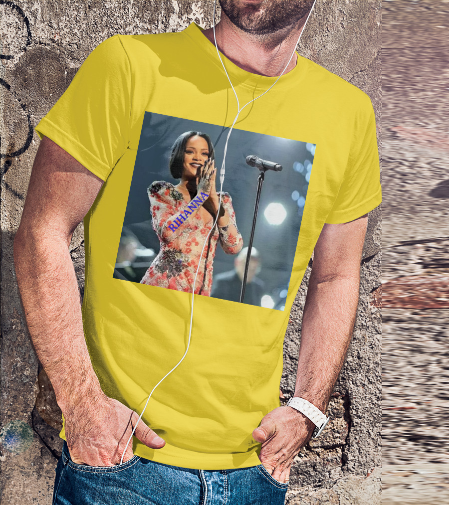 Rihanna Singer Songwriter Actress Performance Floral Dress T-Shirt