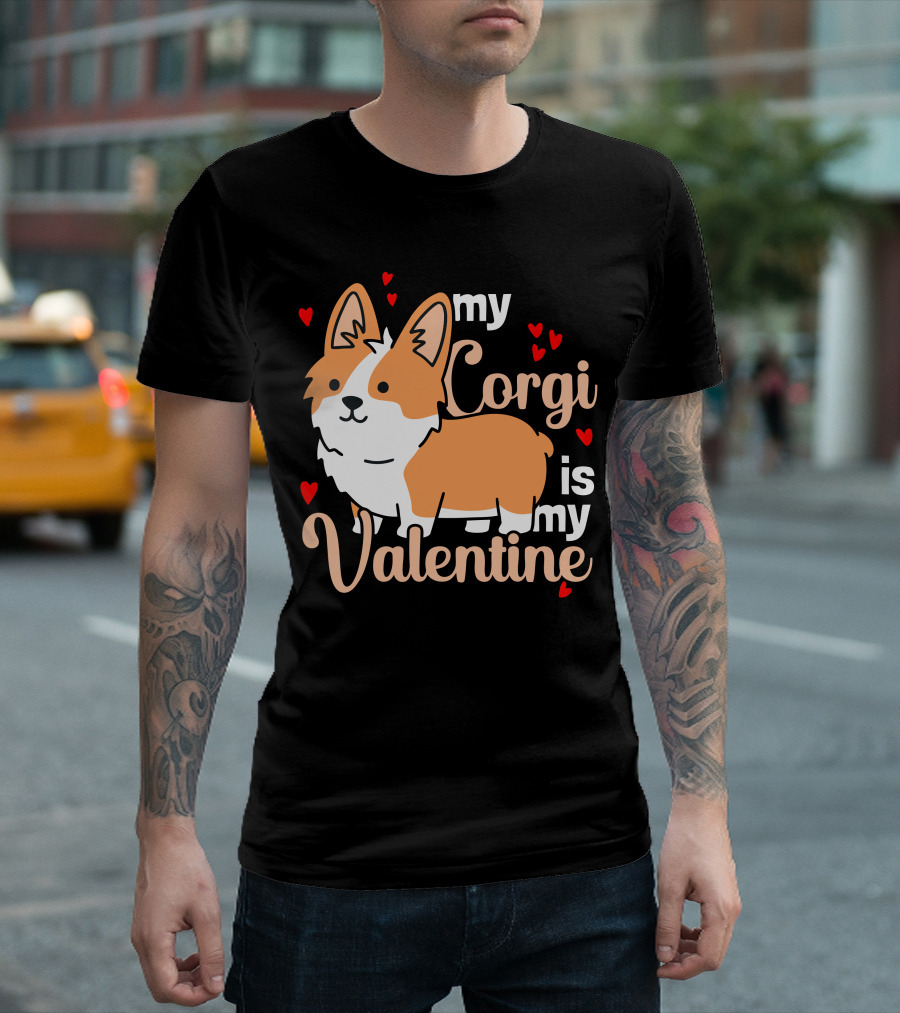 My Corgi is My Valentine Hearts Corgi T-Shirt