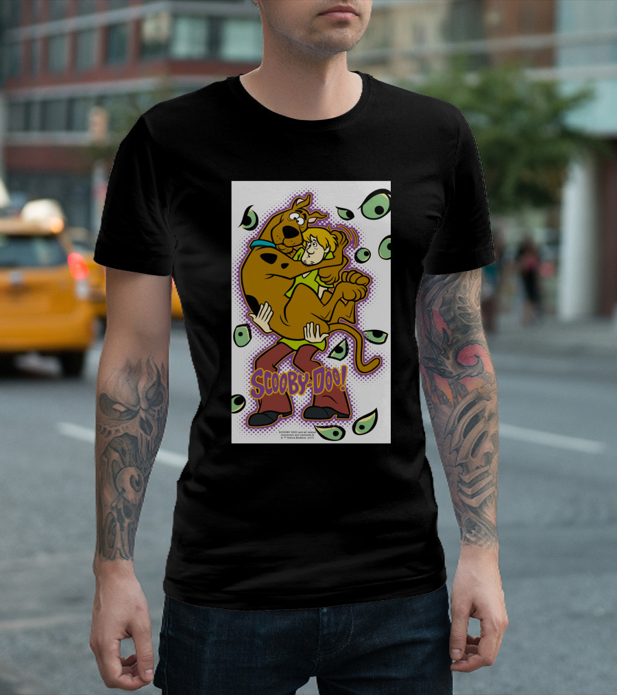 Scooby-Doo Shaggy Hug Surrounded By Eyes T-Shirt