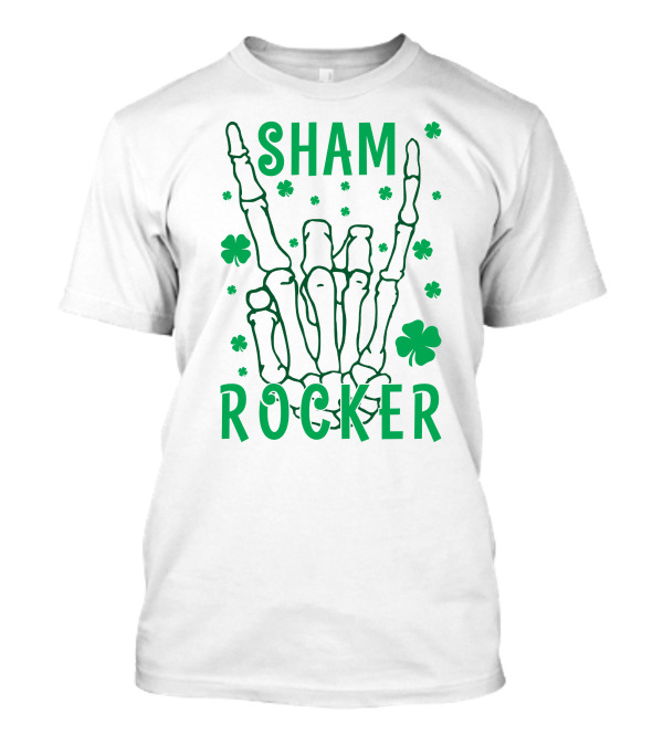 SHAM ROCKER Skeleton Hand With Shamrocks T-Shirt