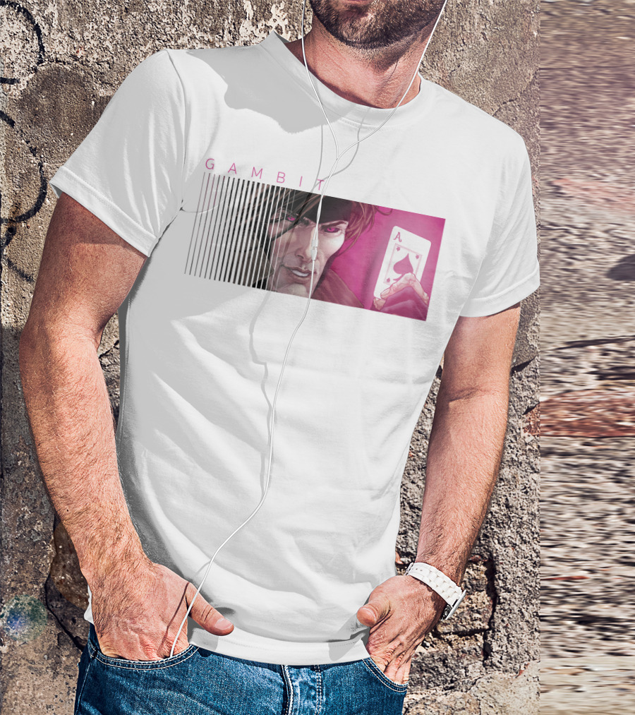 Gambit X-Men Holding Ace Of Spades Card T-Shirt