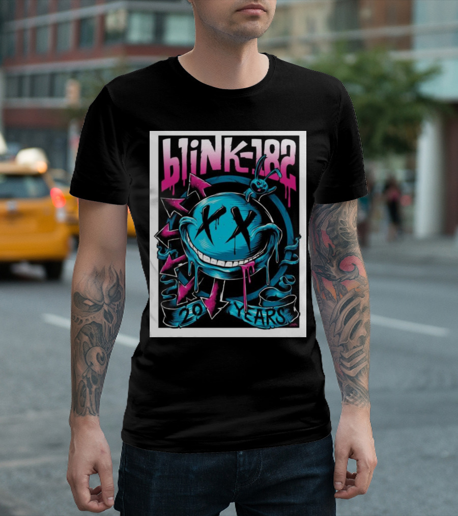 Blink-182 20 Years XX Face And Rabbit Arrows T-Shirt