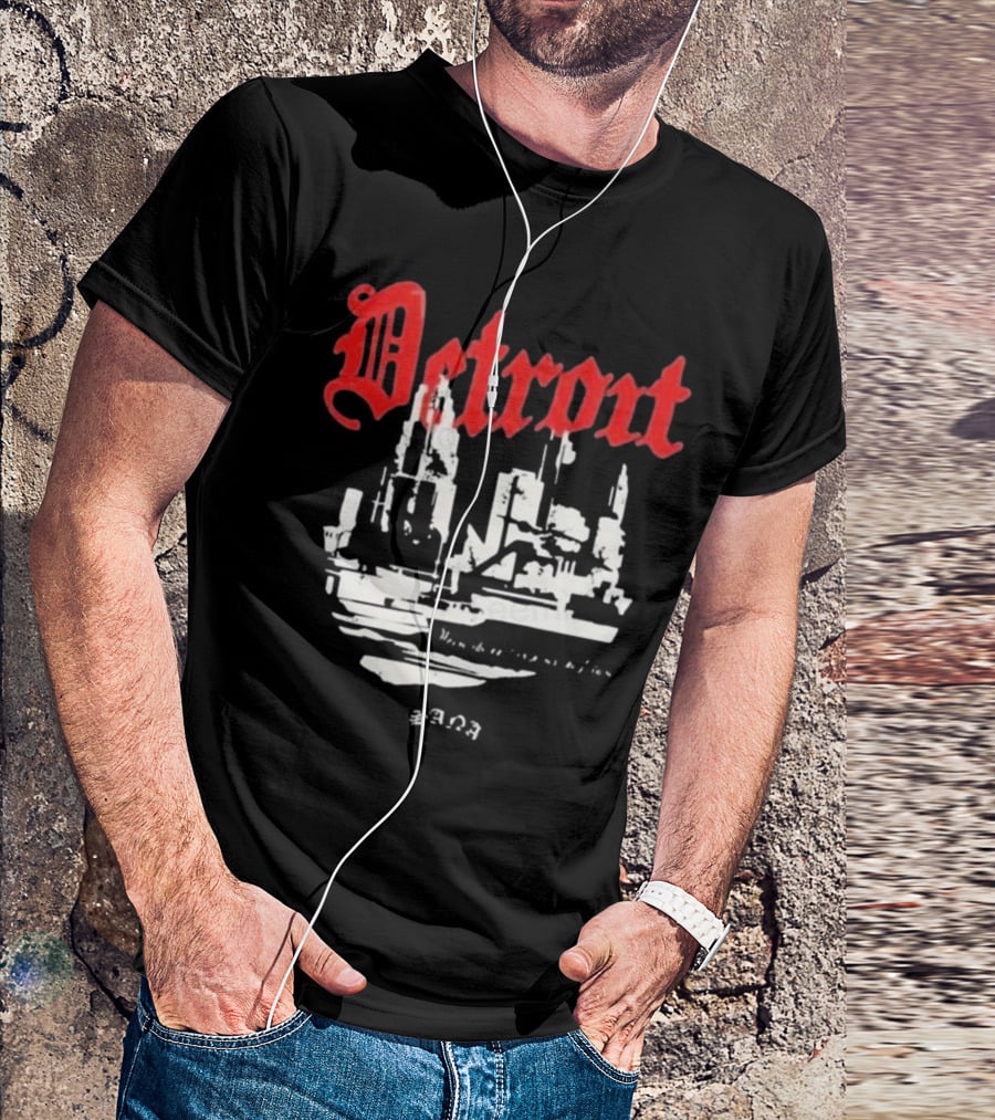 Detrout Cityscape Distressed 3D T-Shirt