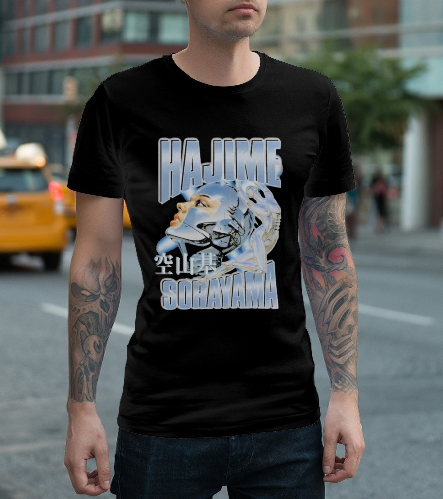 HAJIME SORAYAMA Robot Head Chrome Aesthetic T-Shirt