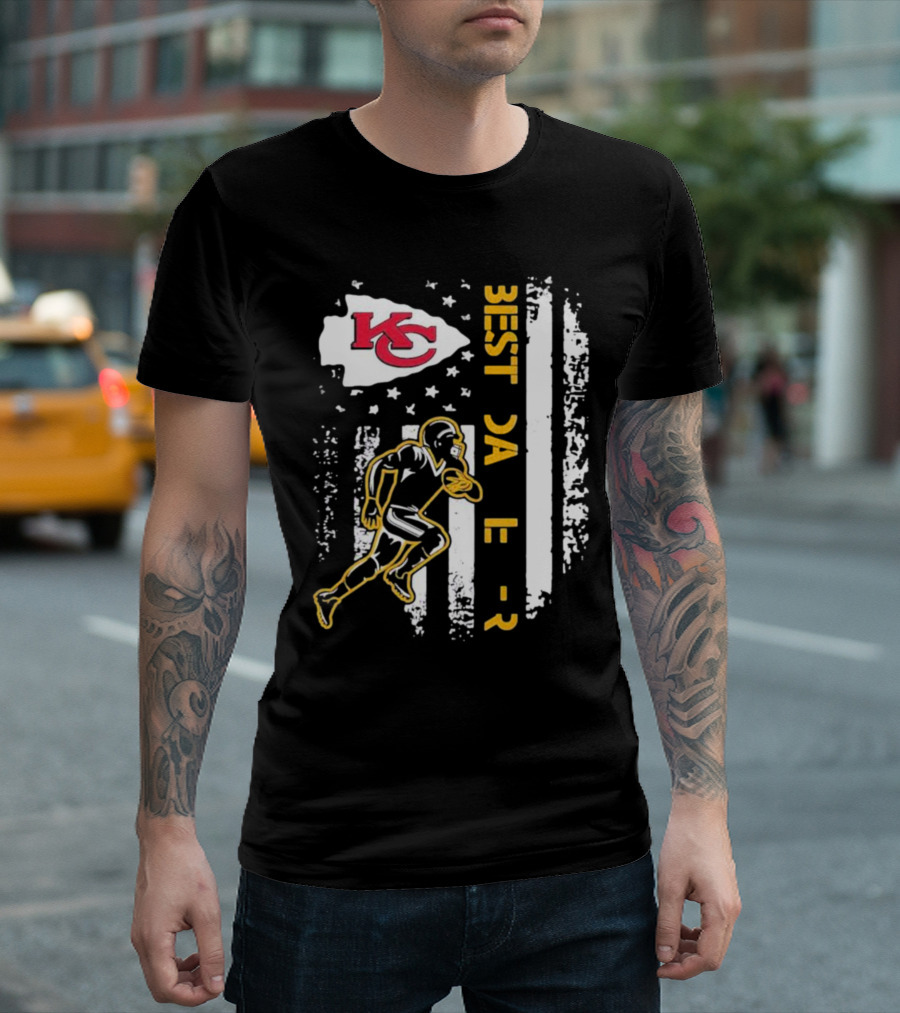 Best Dad Ever Kansas City Chiefs Football American Flag T-Shirt