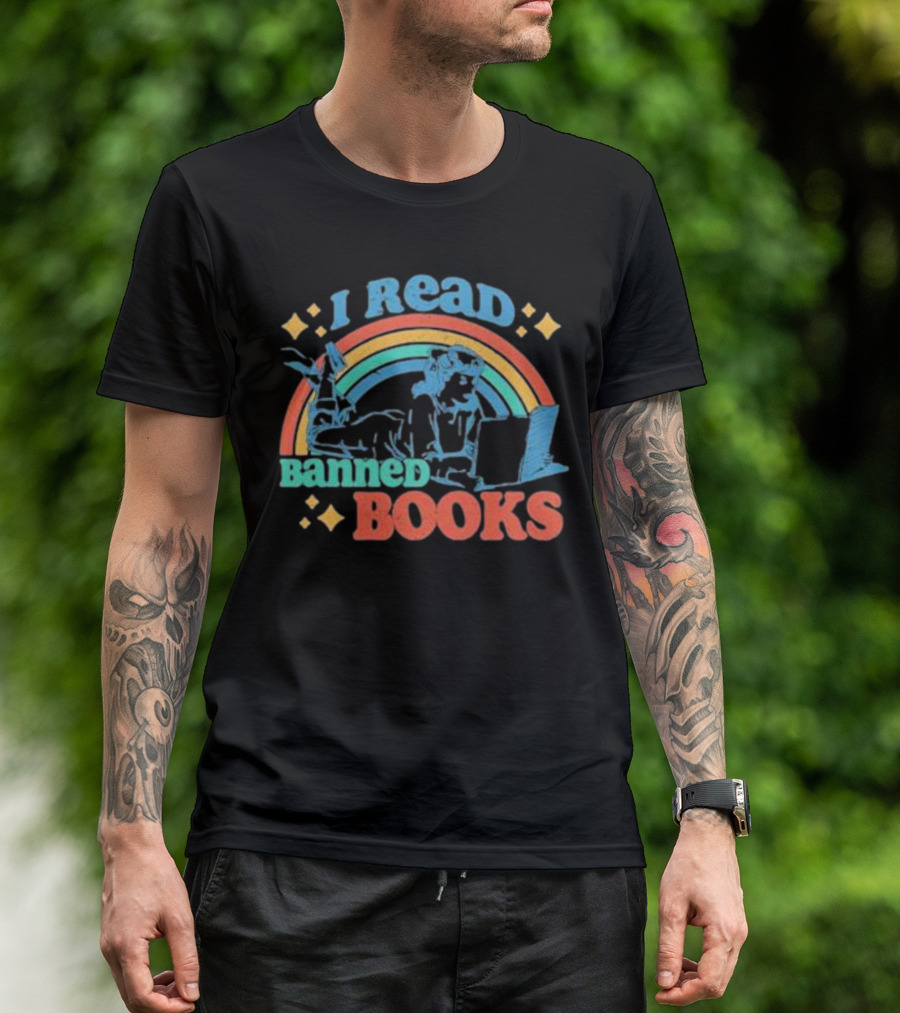 I Read Banned Books Retro Rainbow T-Shirt