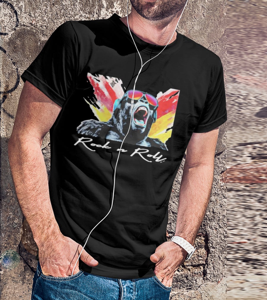 Rock N Roll Gorilla With Headphones And Sunglasses T-Shirt