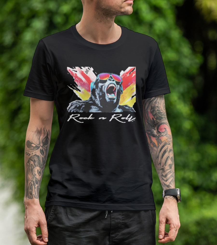 Rock N Roll Gorilla With Headphones And Sunglasses T-Shirt