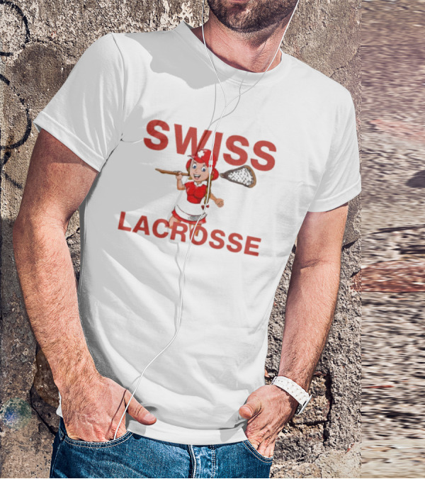 SWISS LACROSSE Cartoon Player With Stick T-Shirt
