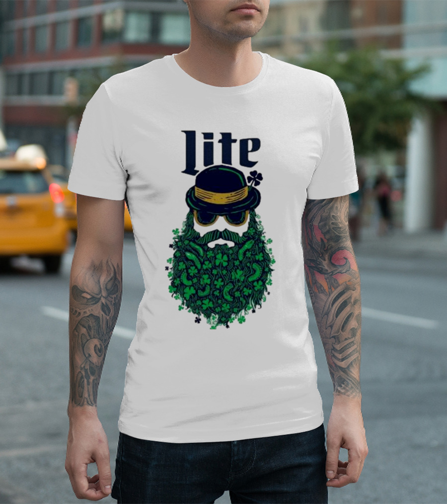St Patrick’s Day Lite Hat and Green Beard with Shamrocks T-Shirt
