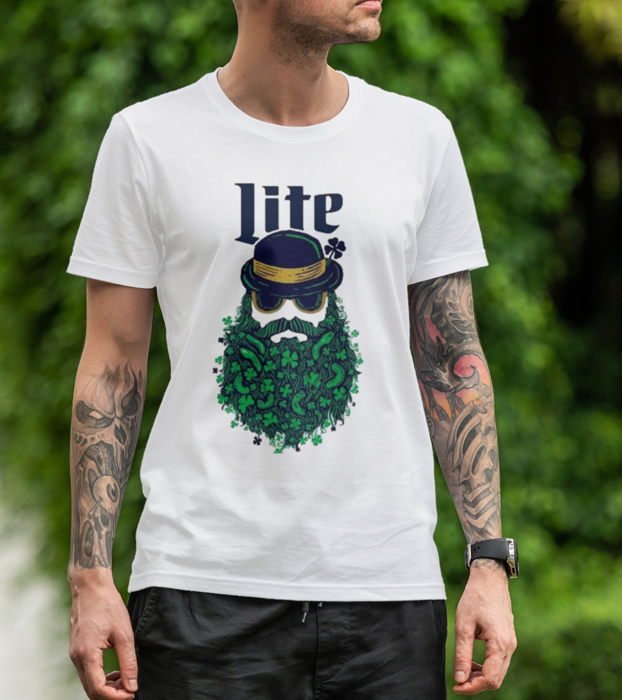 St Patrick’s Day Lite Hat And Green Beard With Shamrocks T-Shirt