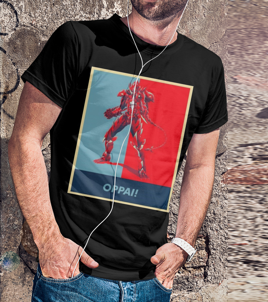 OPPAI Issei Hyoudou High School DxD Hope Style Mecha Fusion Red And Blue Dual Color Background T-Shirt