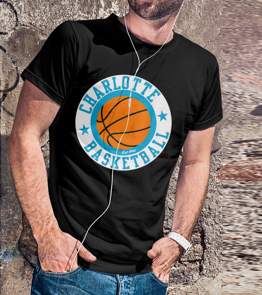 Charlotte Basketball Est 1988 Logo Vintage Style Circle Emblem T-Shirt