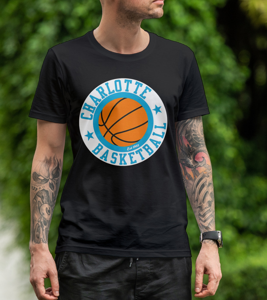 Charlotte Basketball Est 1988 Logo Vintage Style Circle Emblem T-Shirt