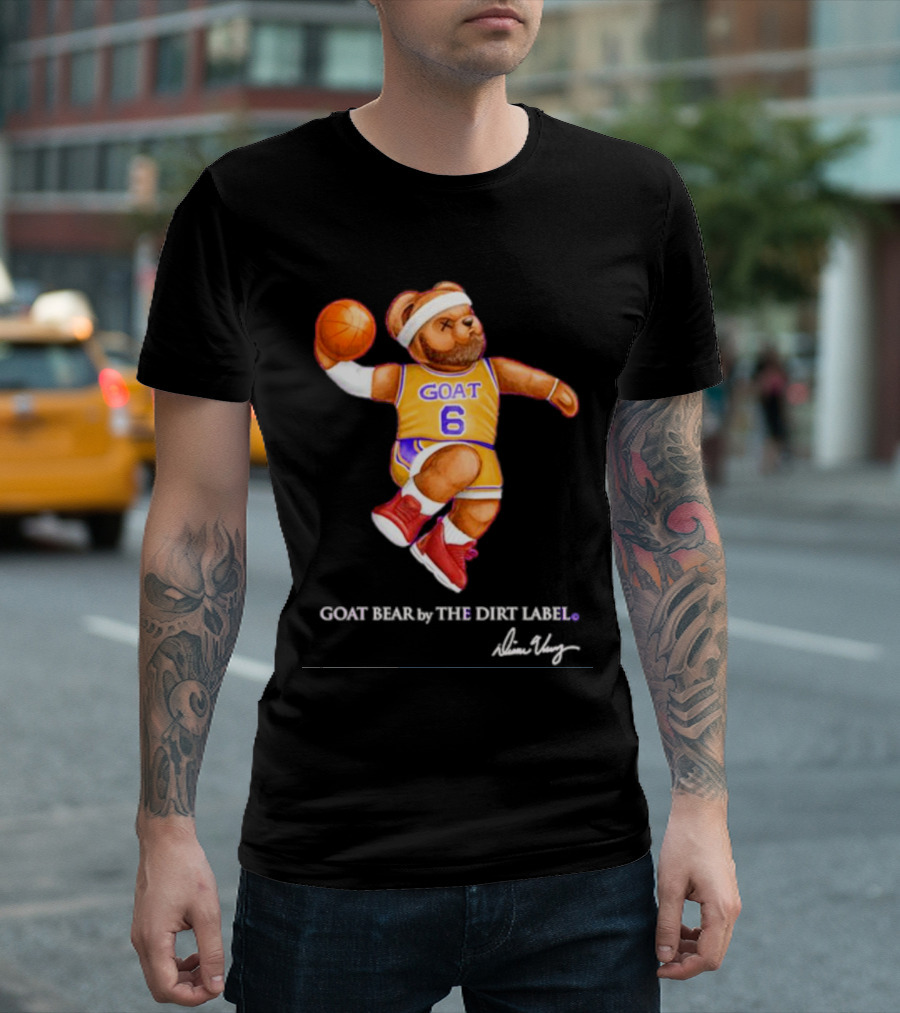 Los Angeles Lakers LeBron James GOAT Bear by The Dirt Label 6 T-Shirt