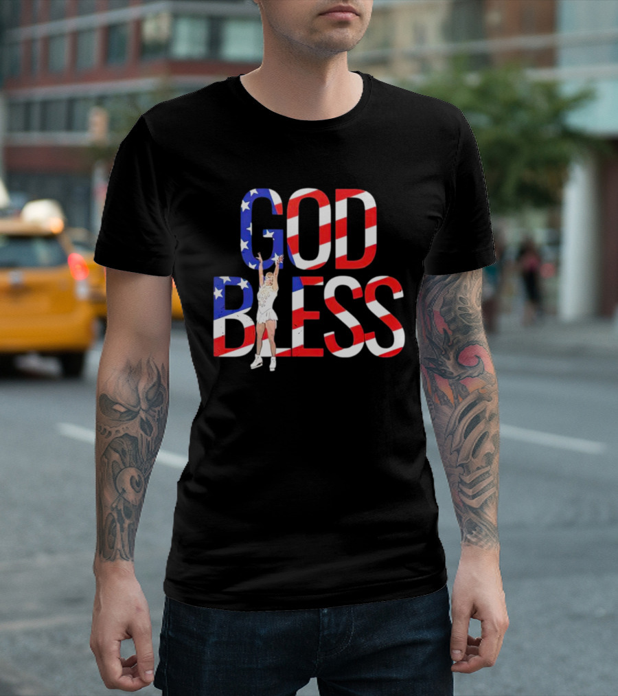 Men’s Tonya Harding God Bless American Flag Figure Skater T-Shirt