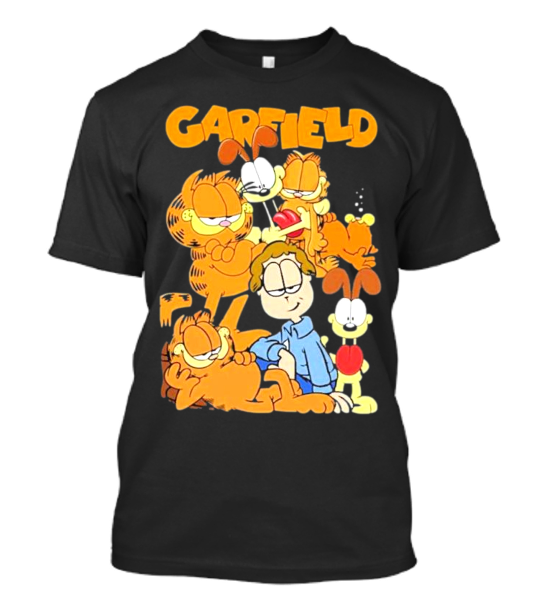 Garfield Cartoon Characters Group With Odie And Jon Arbuckle T-Shirt