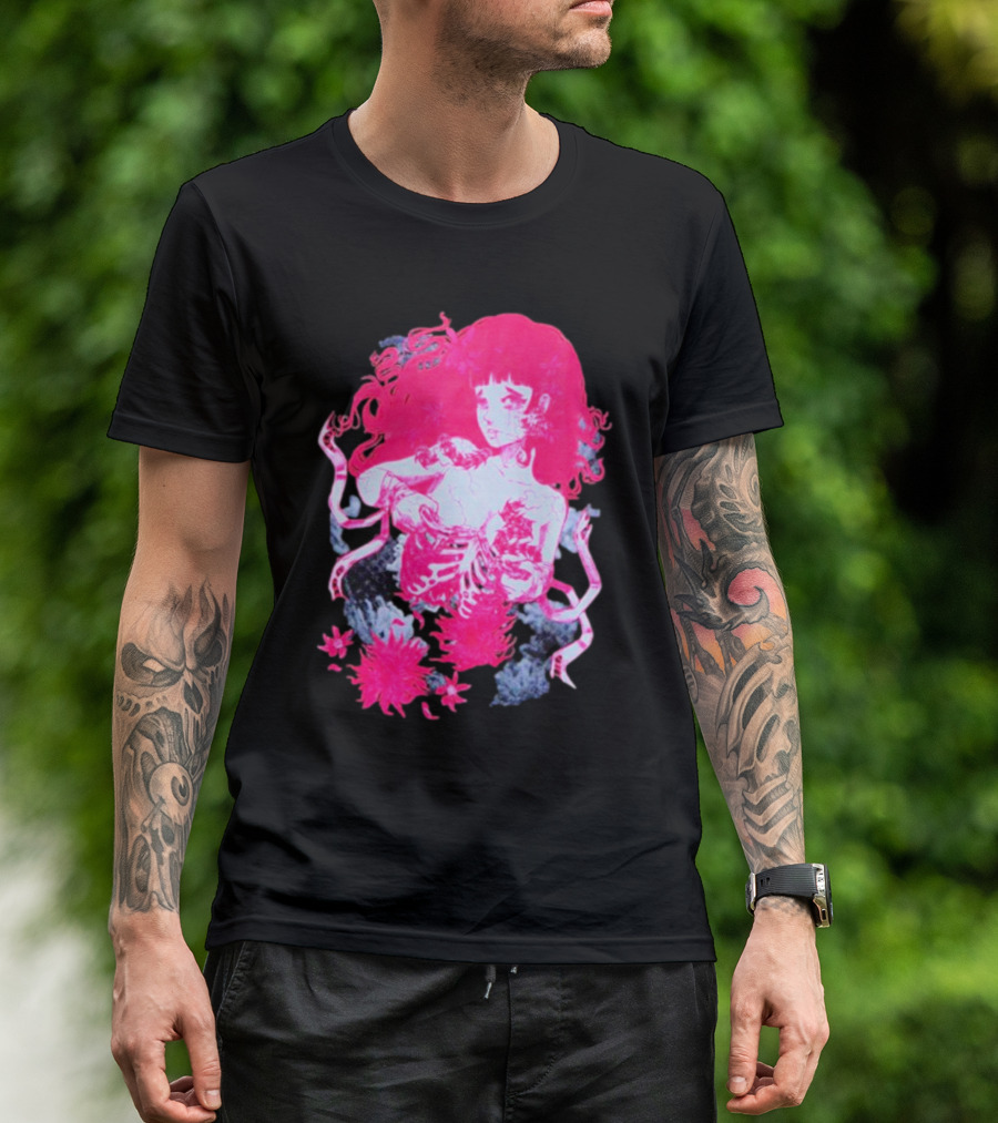 Centipede Girl Rib Cage Pink Floral T-Shirt