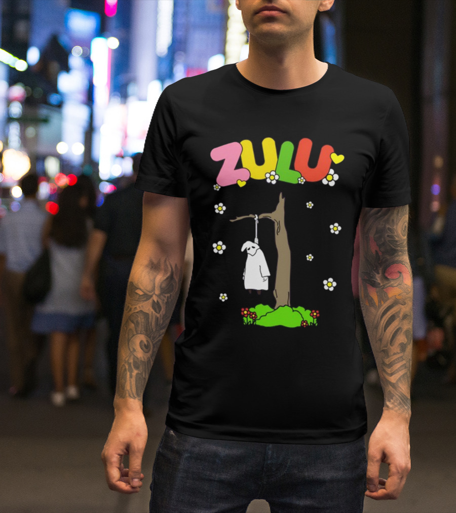 Zulu Hanging Tree With Colorful Text And Heart Flowers T-Shirt