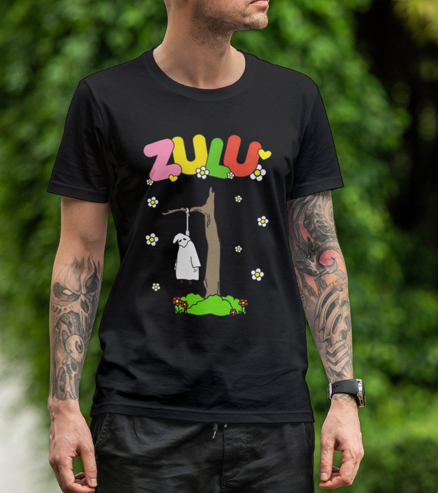 Zulu Hanging Tree With Colorful Text And Heart Flowers T-Shirt