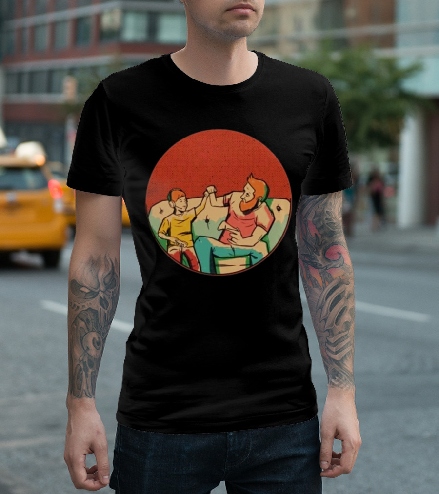 Father And Son Gaming Bond On The Couch T-Shirt