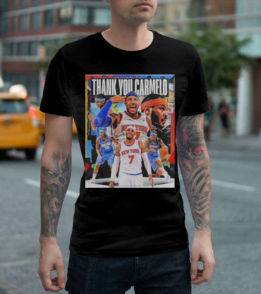 Thank You Carmelo New York 7 Denver 15 Basketball T-Shirt