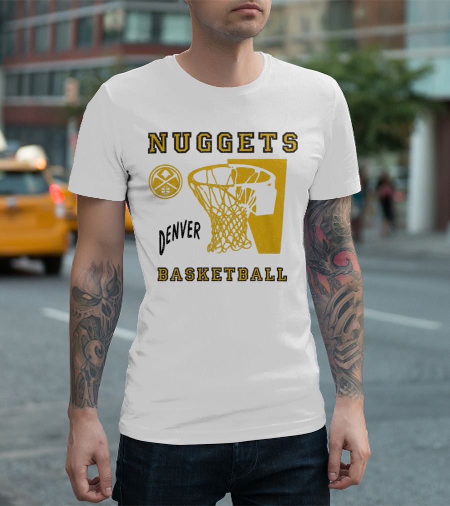 Nuggets Denver Basketball Slam Dunk White Men's Junk Food T-Shirt
