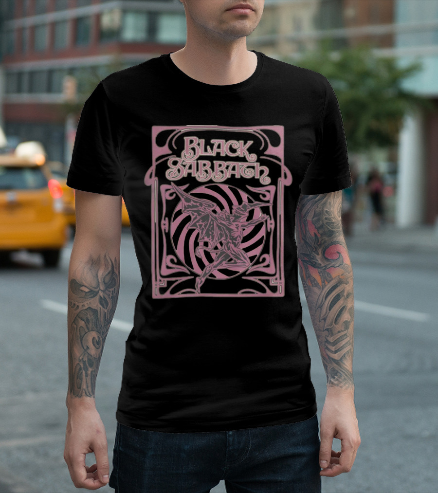 Black Sabbath Pastel Demon Art Nouveau Spiral T-Shirt