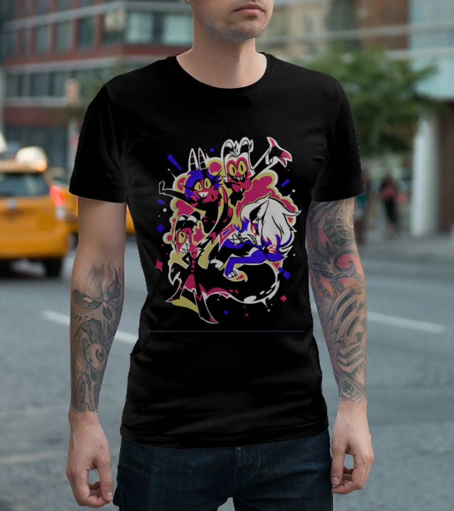 Shark Robot Shop Imp Pop Squad Helluva Boss Cartoon Characters T-Shirt