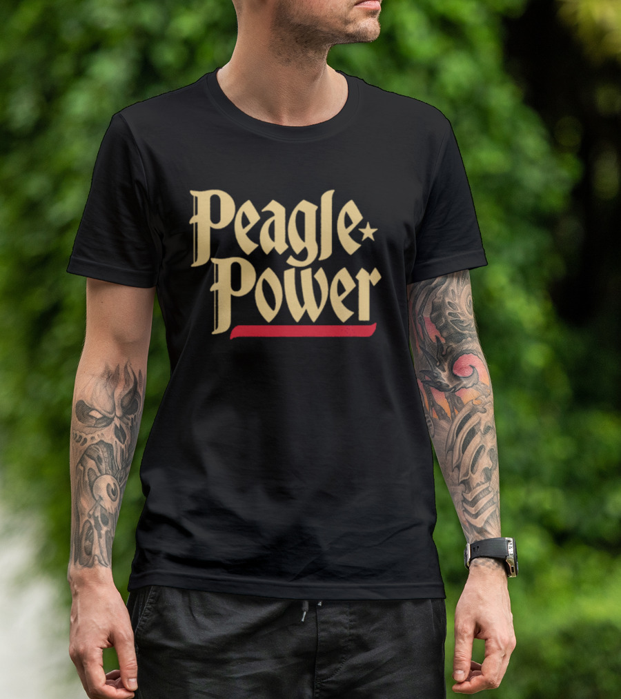 Peagle Power Retro Style Text With Red Underline And Star T-Shirt