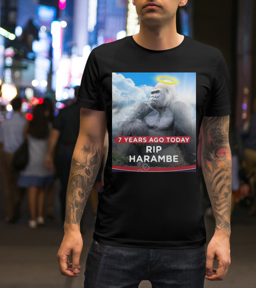 7 Years Ago Today Rip Harambe Halo Clouds T-Shirt