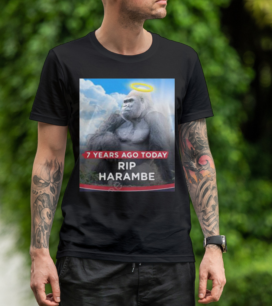 7 Years Ago Today Rip Harambe Halo Clouds T-Shirt