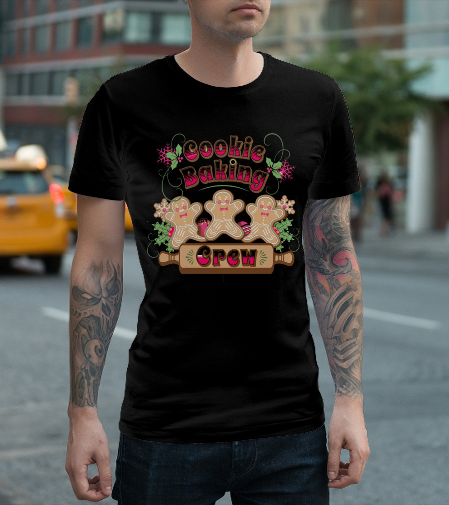 Cookie Baking Crew Gingerbread Ginger Festive Holiday Snowflakes T-Shirt