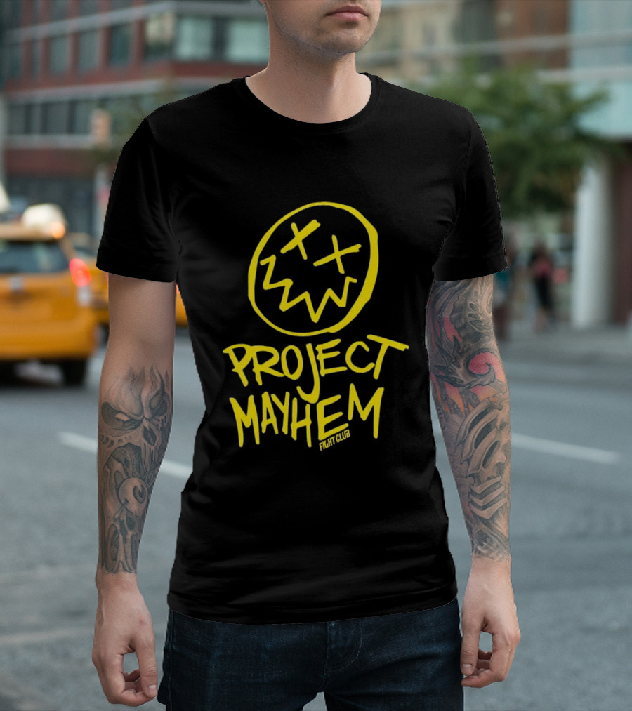 Fight Club Project Mayhem Men's Yellow Face Icon X Eyes T-Shirt