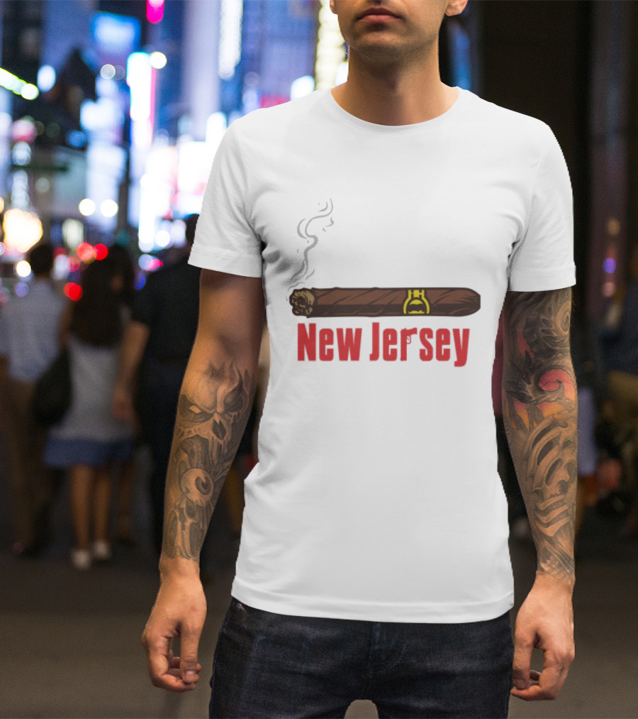 New Jersey Smoking Cigar Emblem T-Shirt