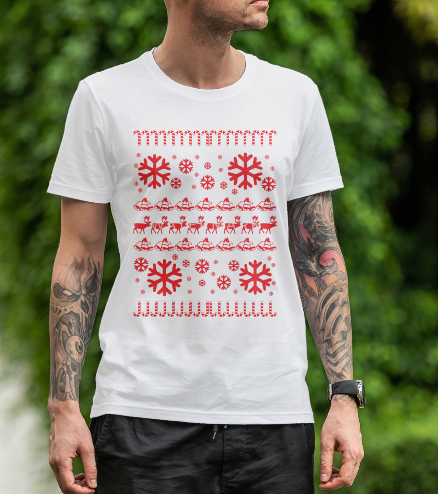 Reindeer And Snowflakes Christmas T-Shirt