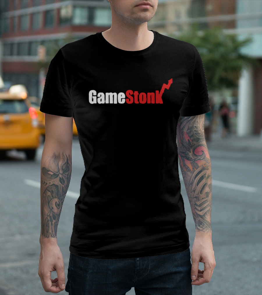 GameStonk Stock Market Meme Text With Red Upward Arrow T-Shirt