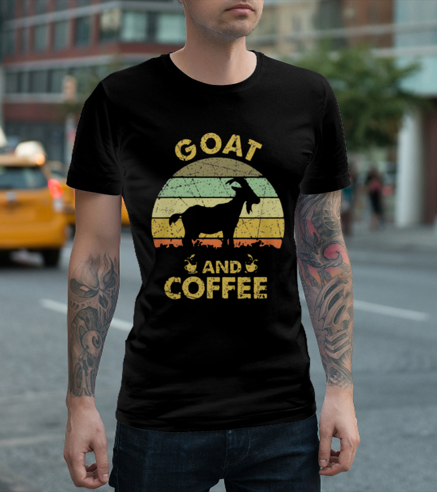 GOAT And Coffee Vintage Sunset T-Shirt