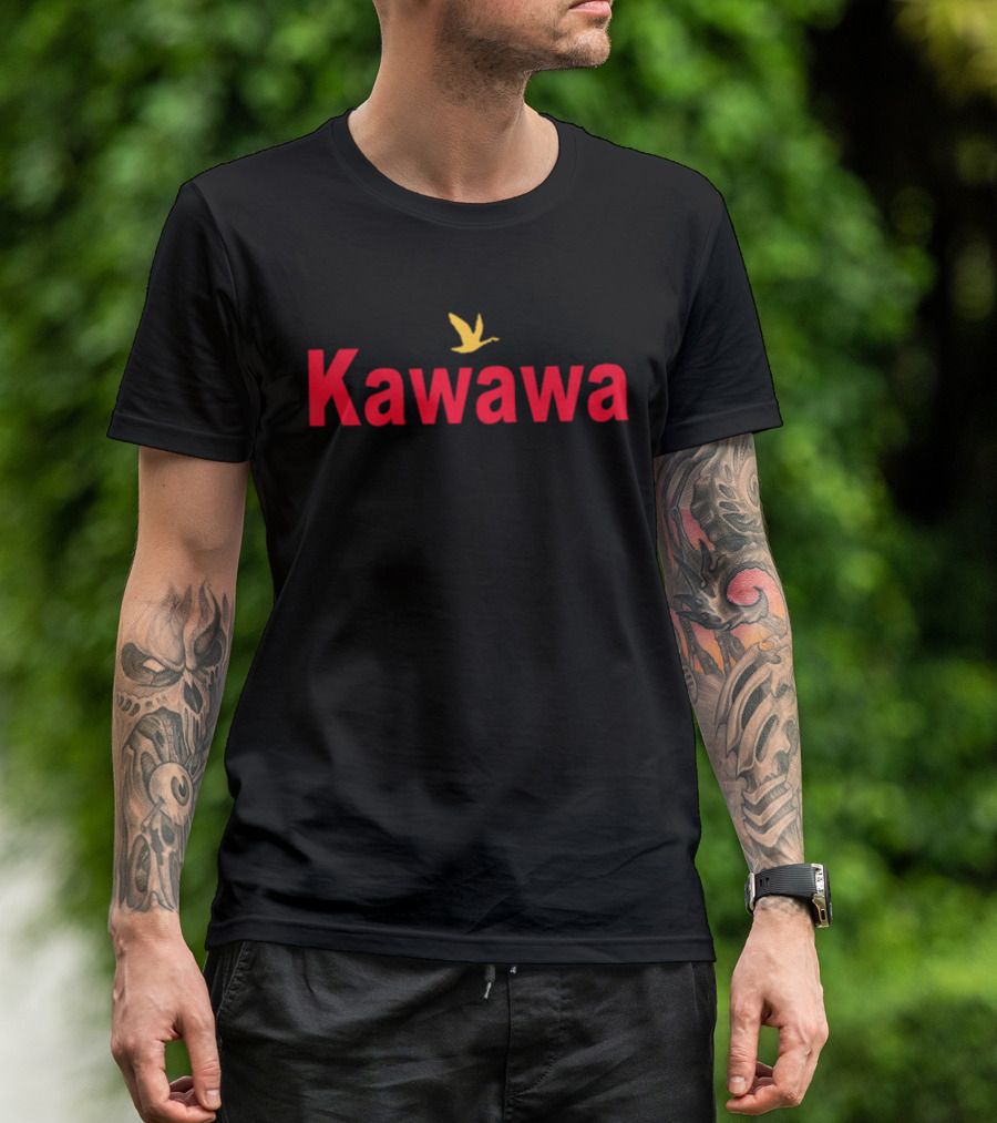 Kawawa Red Text With Yellow Bird T-Shirt