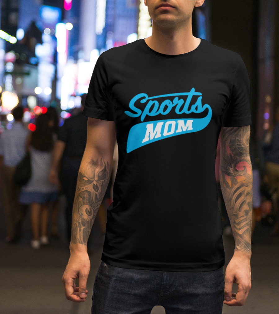 Sports Mom Blue Script Style T-Shirt
