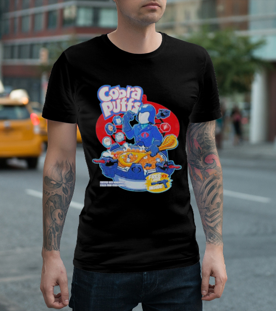 Cobra Puffs Free Laser Inside Funko Pop Style Cereal Commander Cartoon Scene T-Shirt