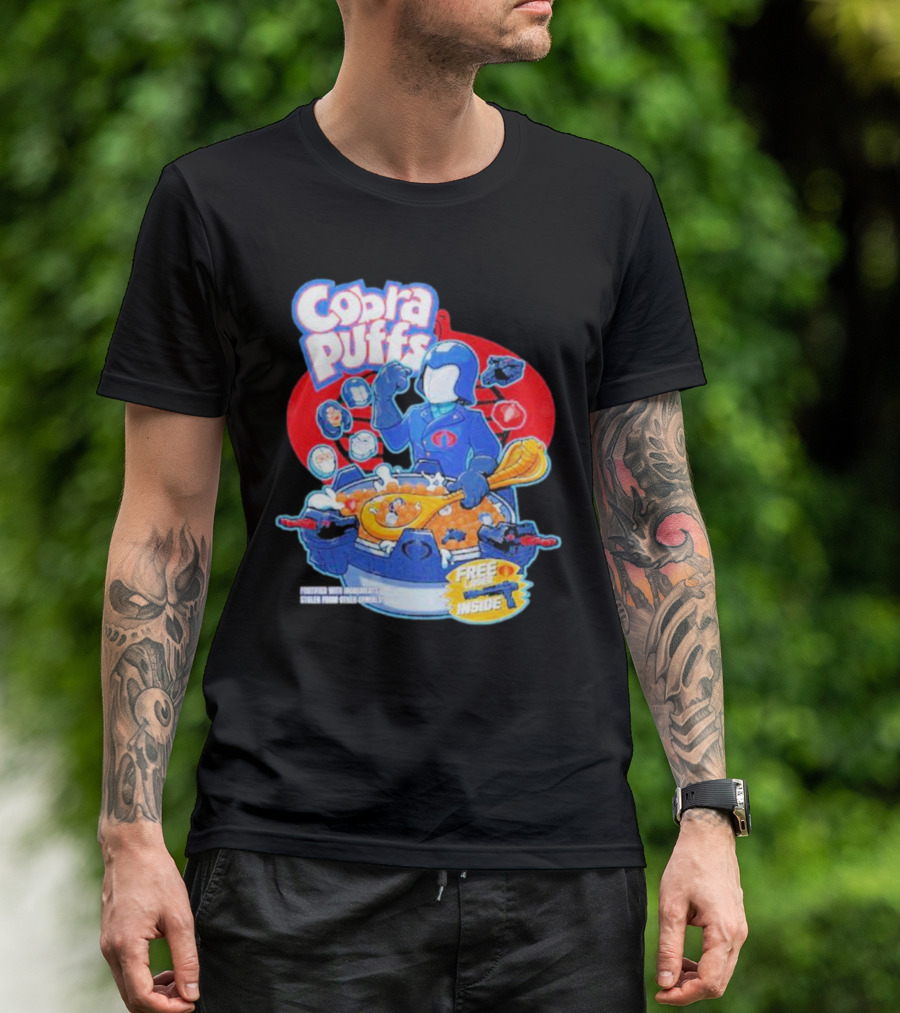 Cobra Puffs Free Laser Inside Funko Pop Style Cereal Commander Cartoon Scene T-Shirt