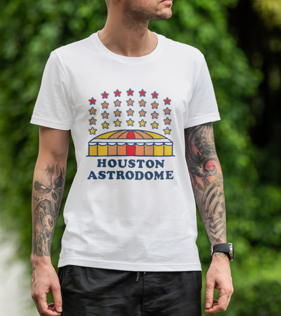 Houston Astrodome Stars Dome With Colorful Red Orange Yellow Stars T-Shirt