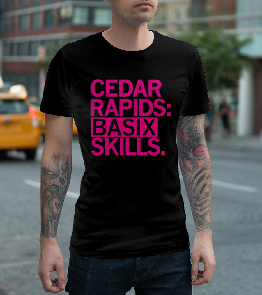 Cedar Rapids Basix Skills Retro Bold Typography T-Shirt