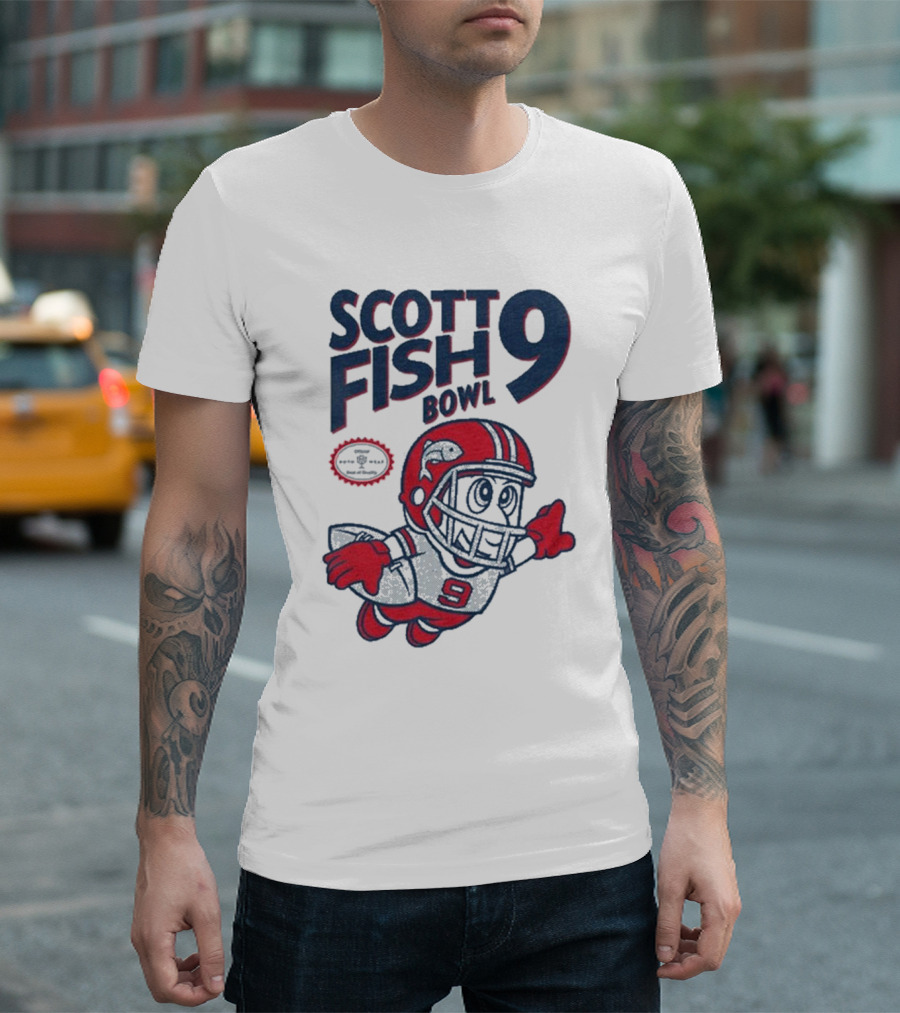 Scott Fish Bowl 9 Football Player Mascot T-Shirt