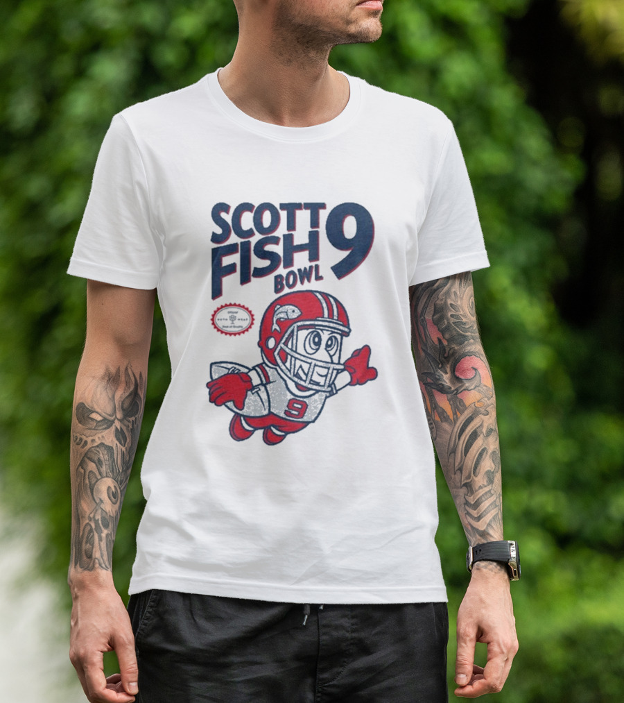 Scott Fish Bowl 9 Football Player Mascot T-Shirt