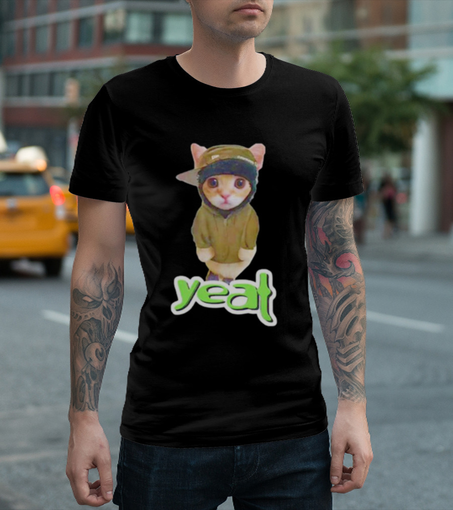 Yeat Cat Funny Hoodie and Cap Cat Image T-Shirt